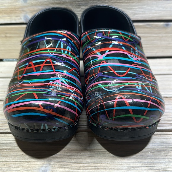 Dansko Pro Women's Size 41 (US 10-10 1/2) Leather Bright Color Striped Clogs - Picture 4 of 9